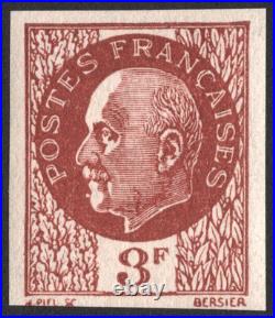 Variété Non émis ND de 1941 N°525B Pétain 3f brun /TB Signé Calves