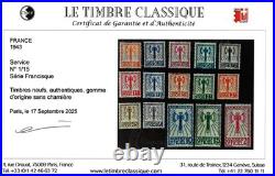 Yvert Service 1-15, série Francique, Superbe, CERTIFICAT, cote 3750